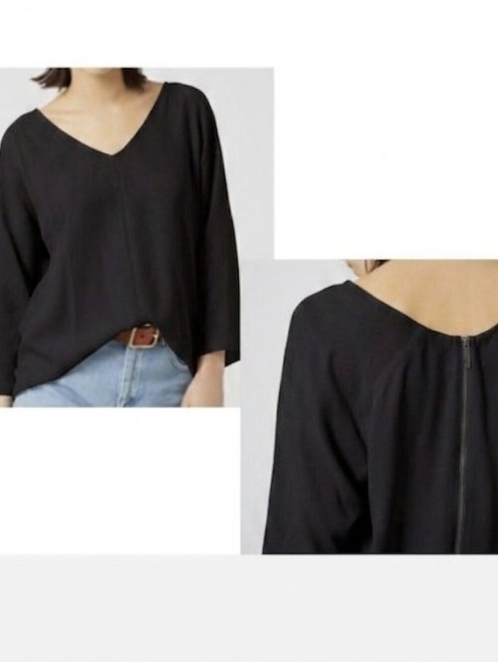 Topshop Black Crepe Top with Back Zipper